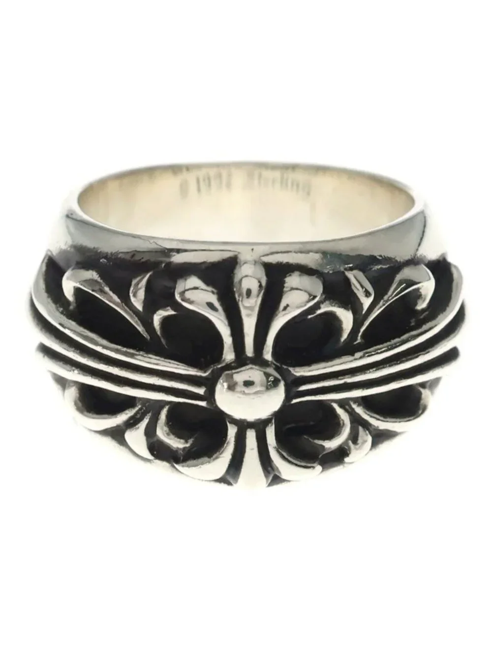 Chrome Hearts Flrl Floral Cross Ring Silver